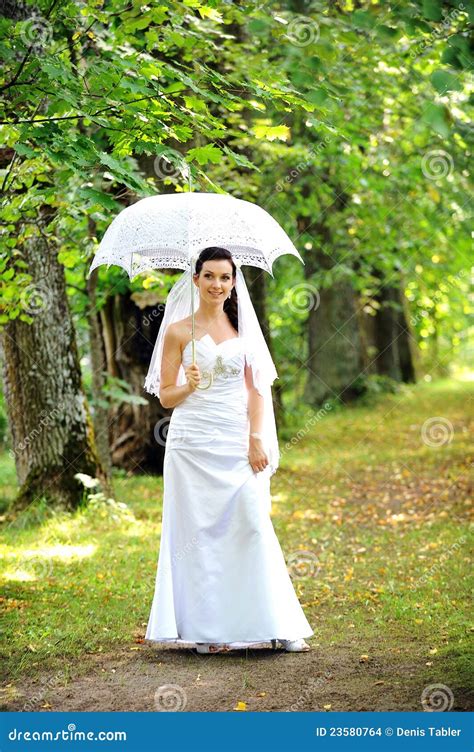 bride with umbrella